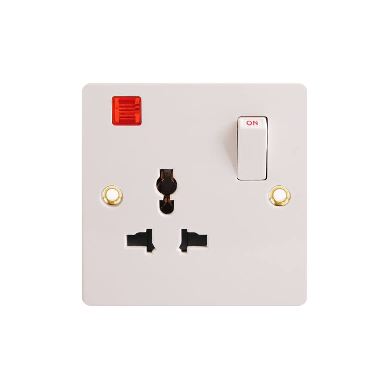 16A 1 Gang Multi-Function Bakelite Switched Socket Unipolaire avec néon HK6116WN-UN